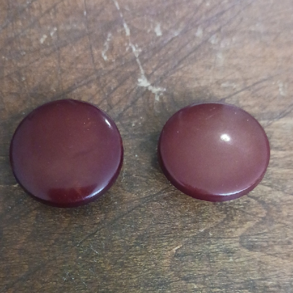 Round Burgundy Colored Clip-on Earrings
